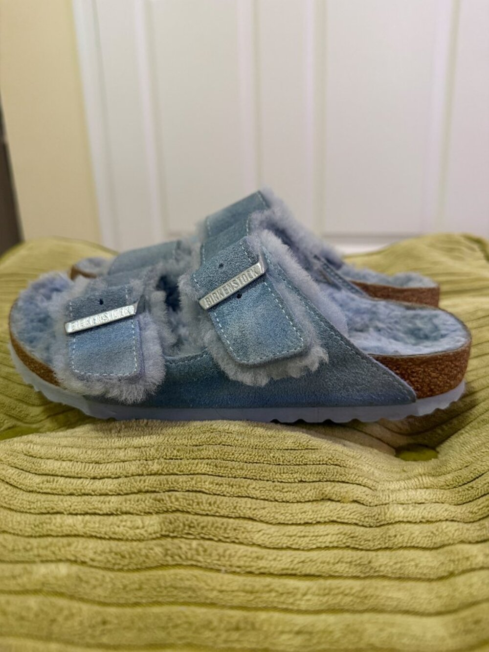 Birkenstock Arizona Shearling Suede Leather Light Blue - Size 37 - Picture 9 of 10